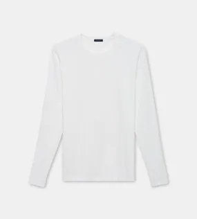 Iconic White Pima Stretch Long Sleeve T-Shirt - Patrick Assaraf