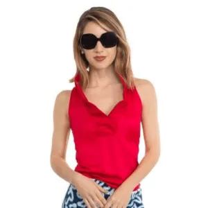 Sleeveless Ruffle Neck Top