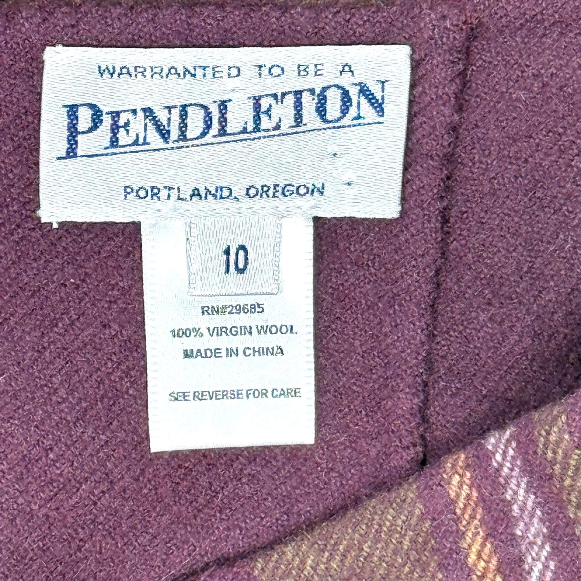 100% Virgin Wool Skirt By Pendleton In Plaid, Size: 10