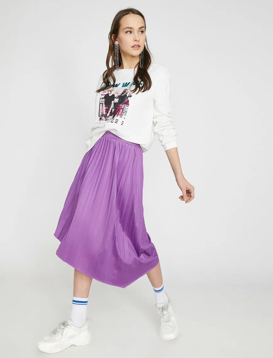 11936 Lilac Pleated Midi Skirt