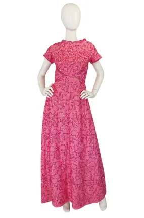 1960s Pink Sequin & Lace Hostess Dress