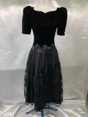 1980's Scott McClintock Prom Vintage Black Dress Size Small