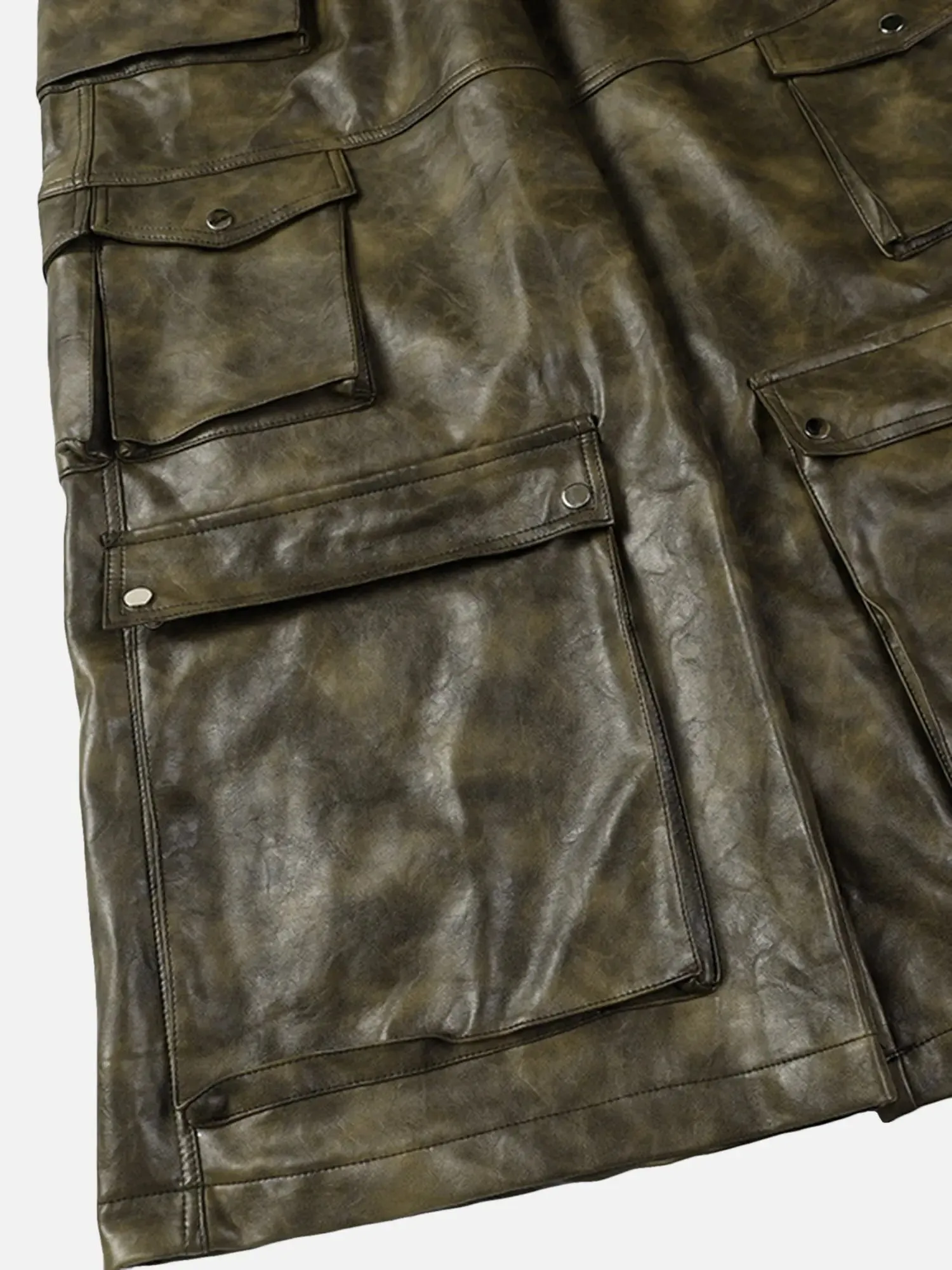 1984 Hip-hop High Street Multi-pocket Leather Cargo Pants