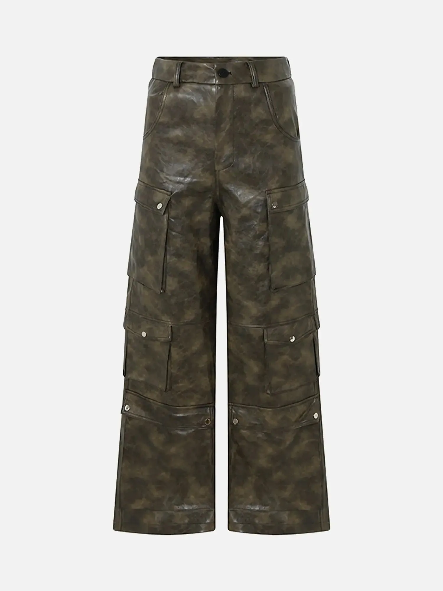 1984 Hip-hop High Street Multi-pocket Leather Cargo Pants