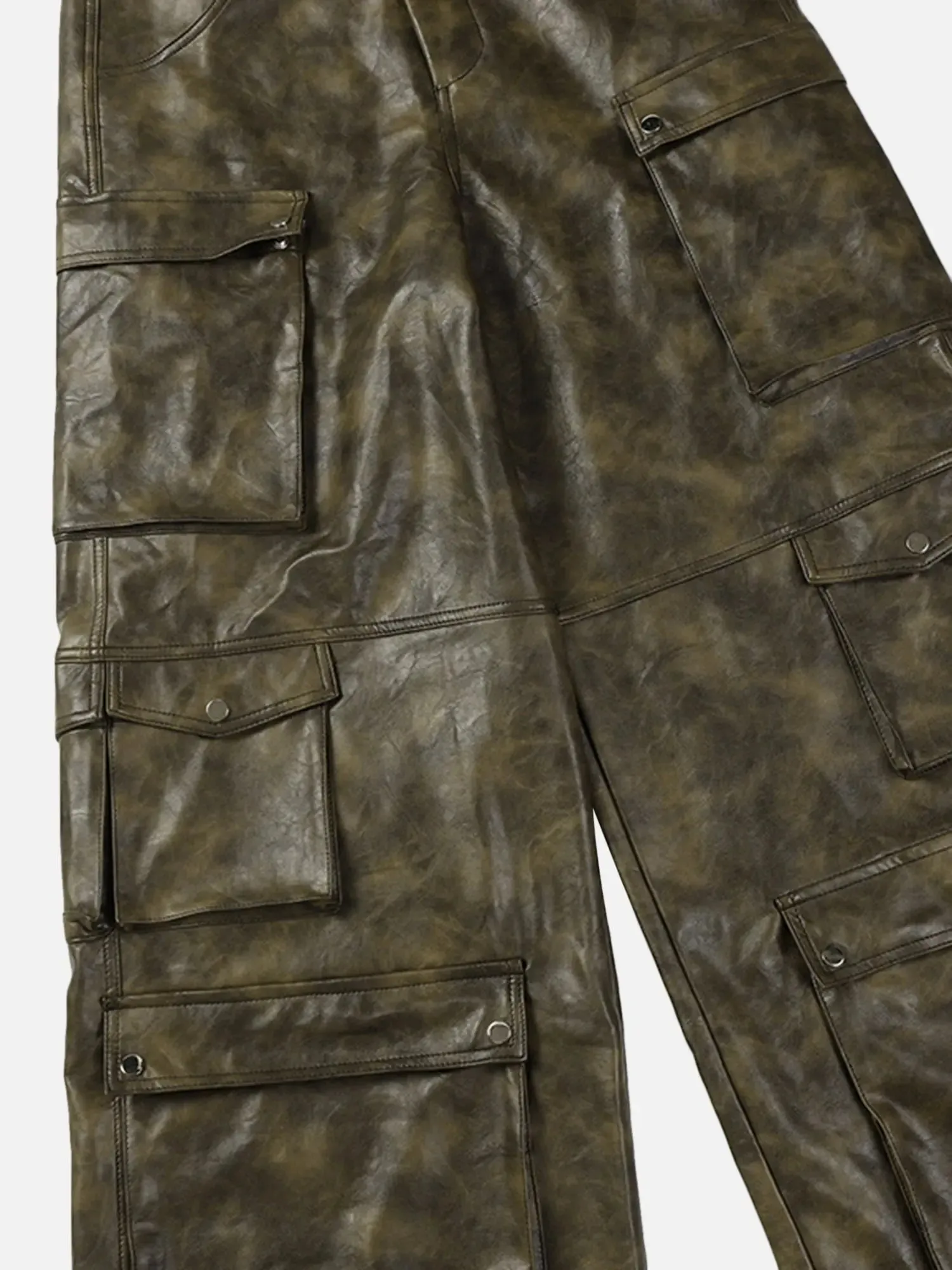 1984 Hip-hop High Street Multi-pocket Leather Cargo Pants