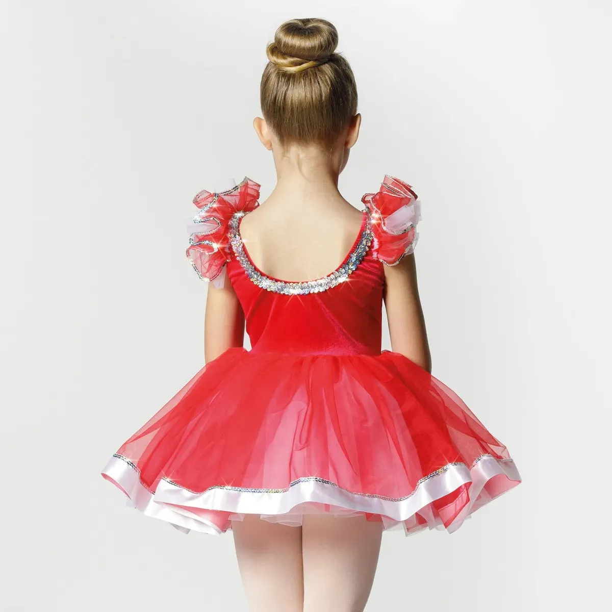 1st Position Ruffle Sleeved Ribbon Trim Tutu