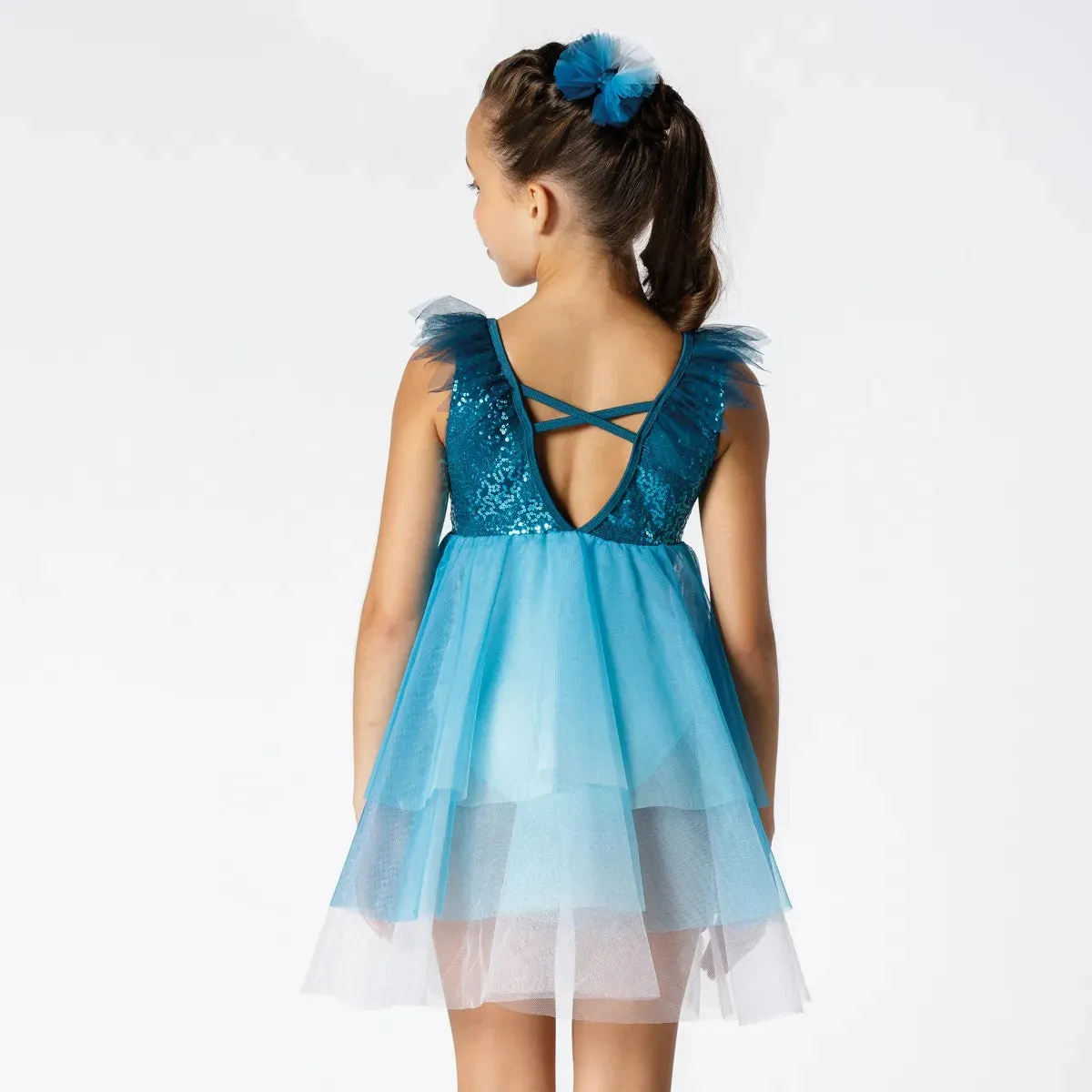 1st Position Sequinned Ombré Frill Dress