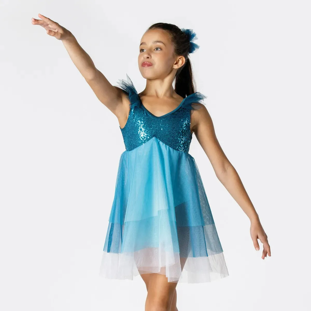 1st Position Sequinned Ombré Frill Dress