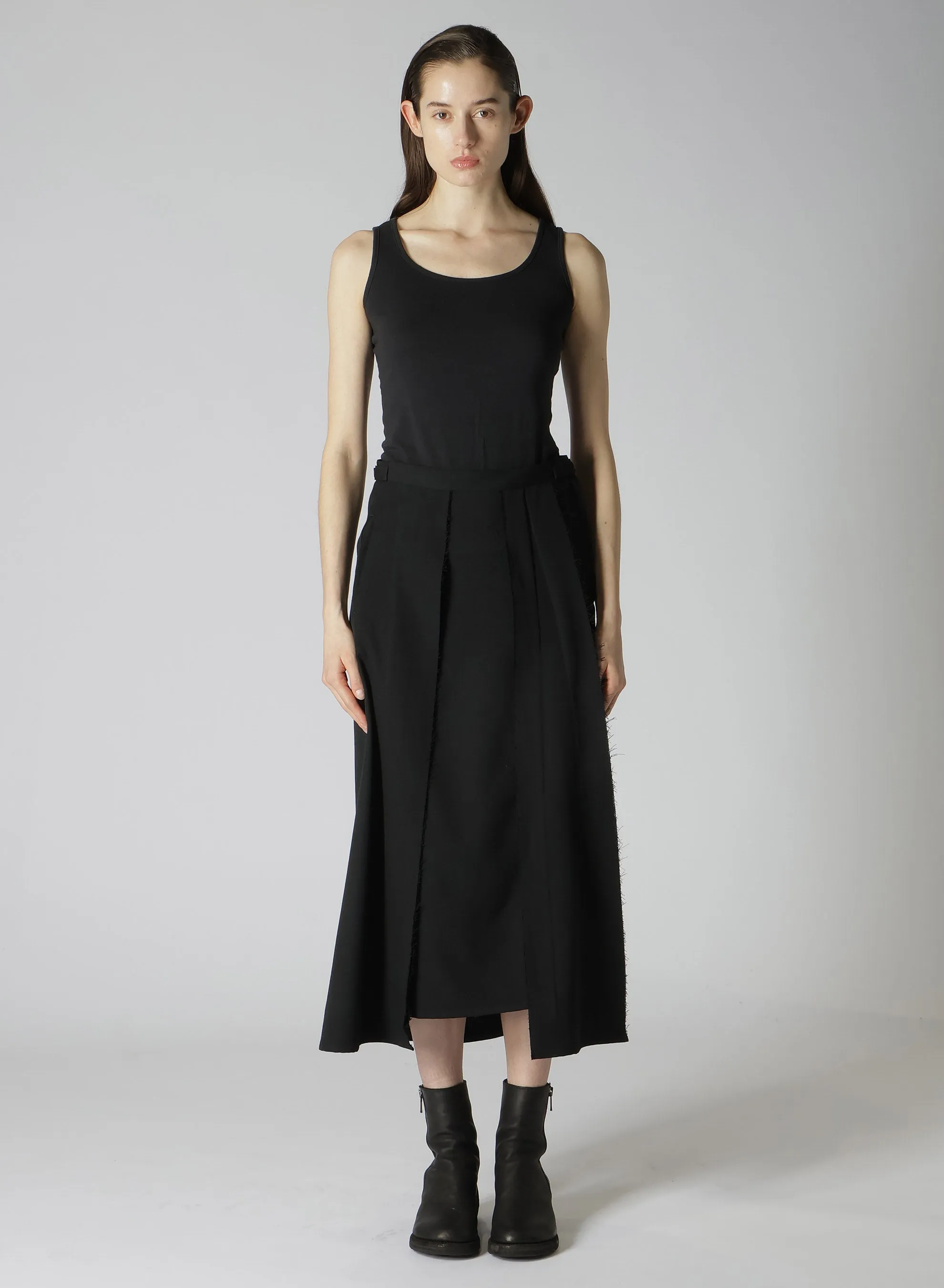 2/60 WOOL GABARDINE PANELED PLEATED SKIRT A