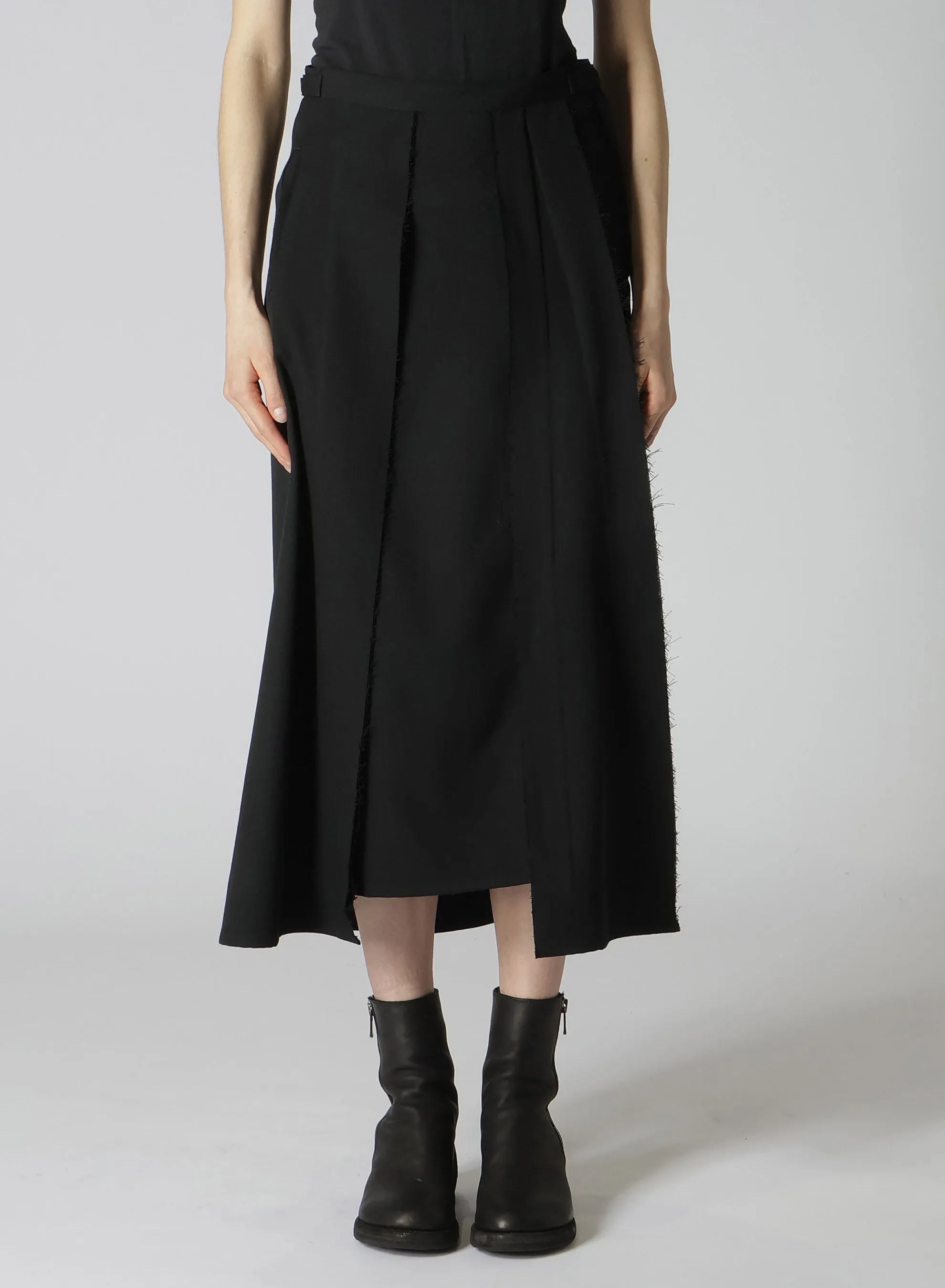 2/60 WOOL GABARDINE PANELED PLEATED SKIRT A