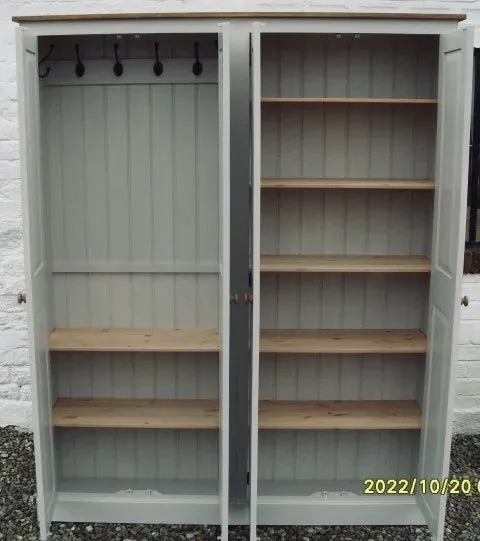 **4 Door Hall Coat & Shoe or Toys Storage Cupboard, Hooks, Shelves and EXTRA TOP BOX Storage (40 cm deep) OPTION 1