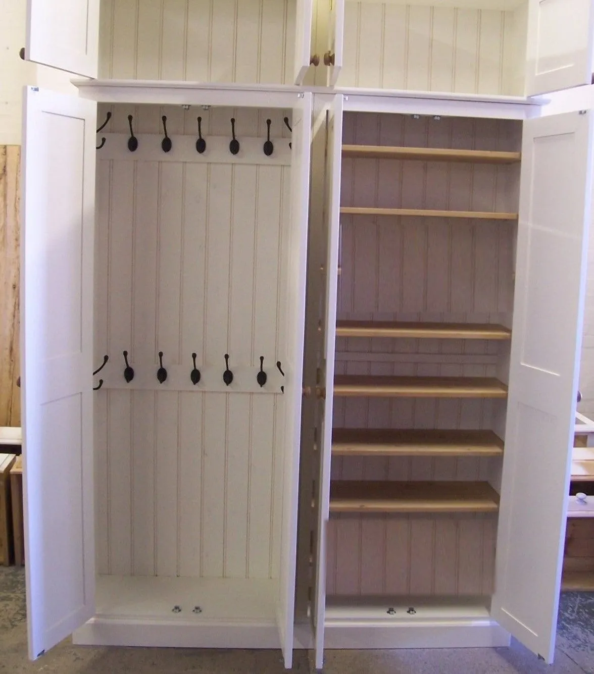 **4 Door Hall Coat & Shoe or Toys Storage Cupboard, Hooks, Shelves and EXTRA TOP BOX Storage (40 cm deep) OPTION 1