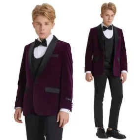 5pc Purple Boys Velvet Tuxedo Bowtie by Tazio