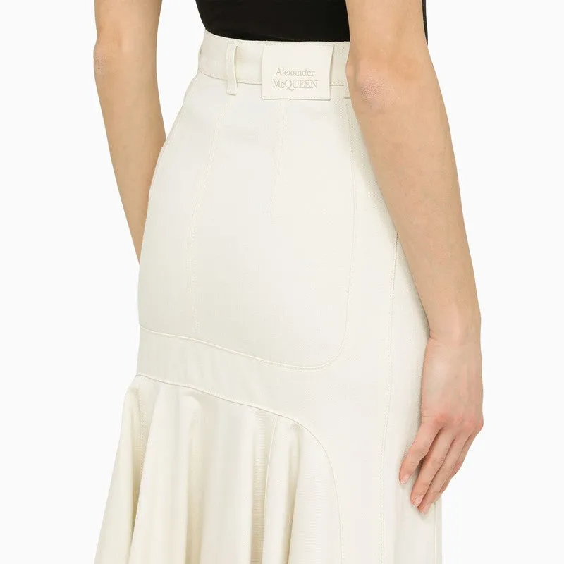 ALEXANDER MCQUEEN Ivory Denim Pencil Skirt for Women - SS23 Collection