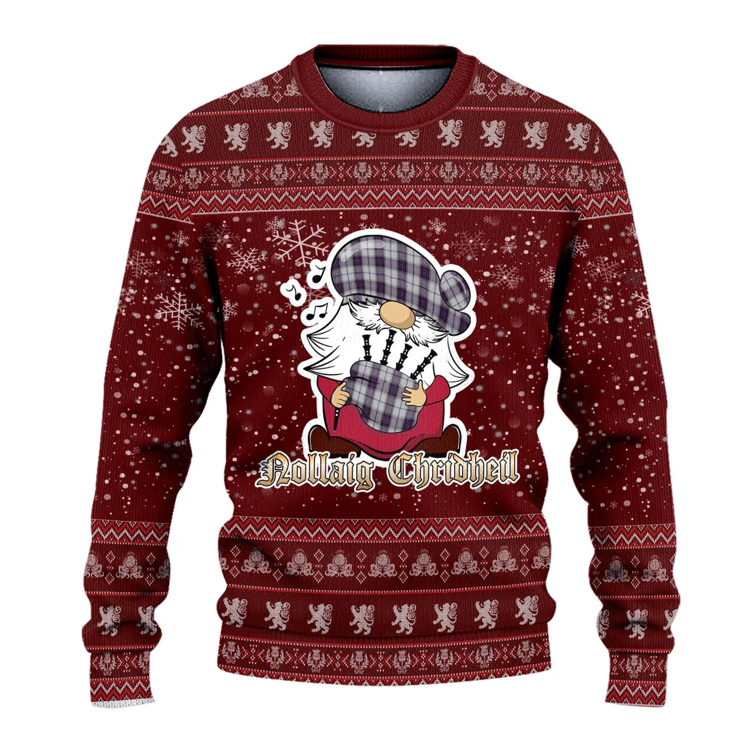 Alexander of Menstry Dress Clan Christmas Family Ugly Sweater with Funny Gnome Playing Bagpipes