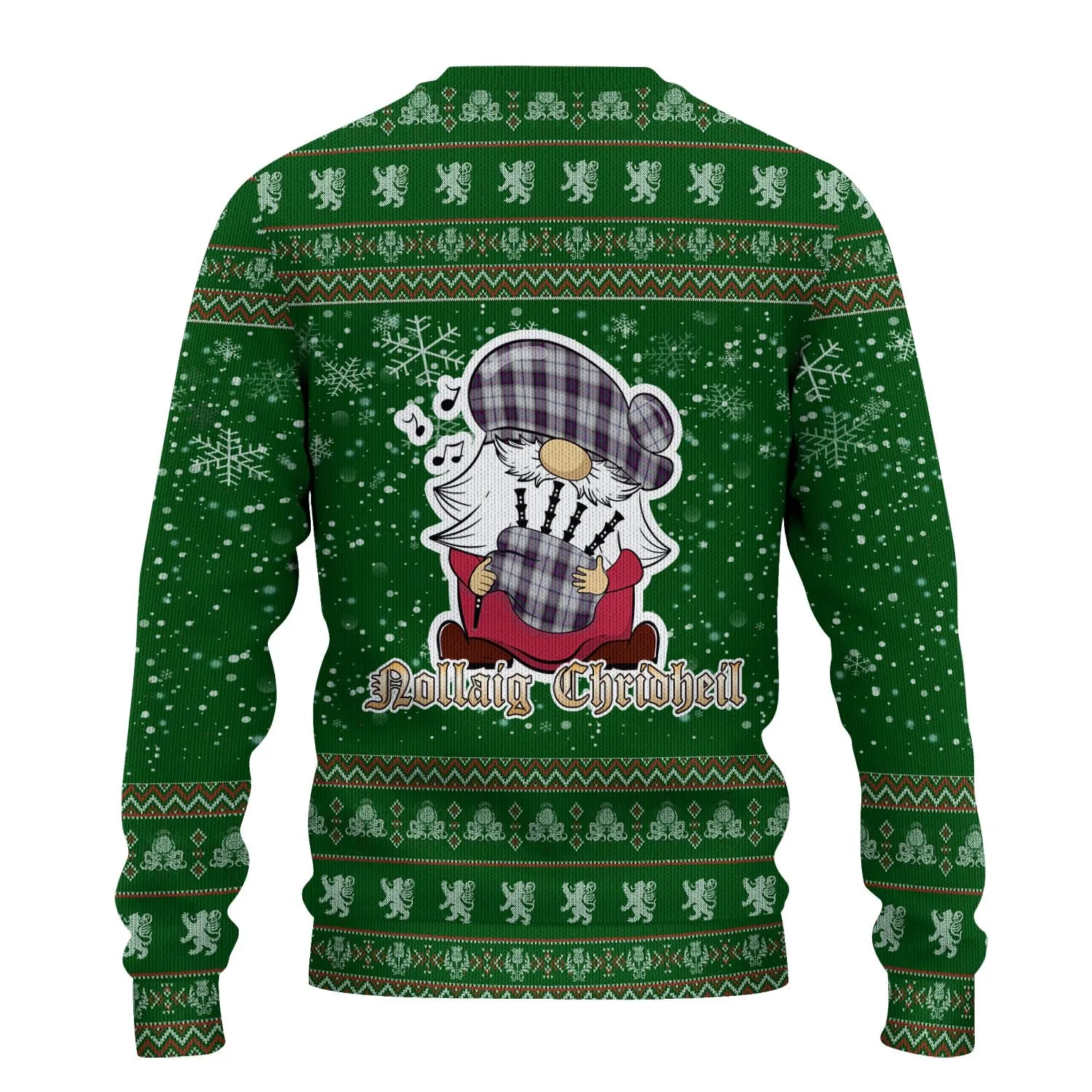 Alexander of Menstry Dress Clan Christmas Family Ugly Sweater with Funny Gnome Playing Bagpipes