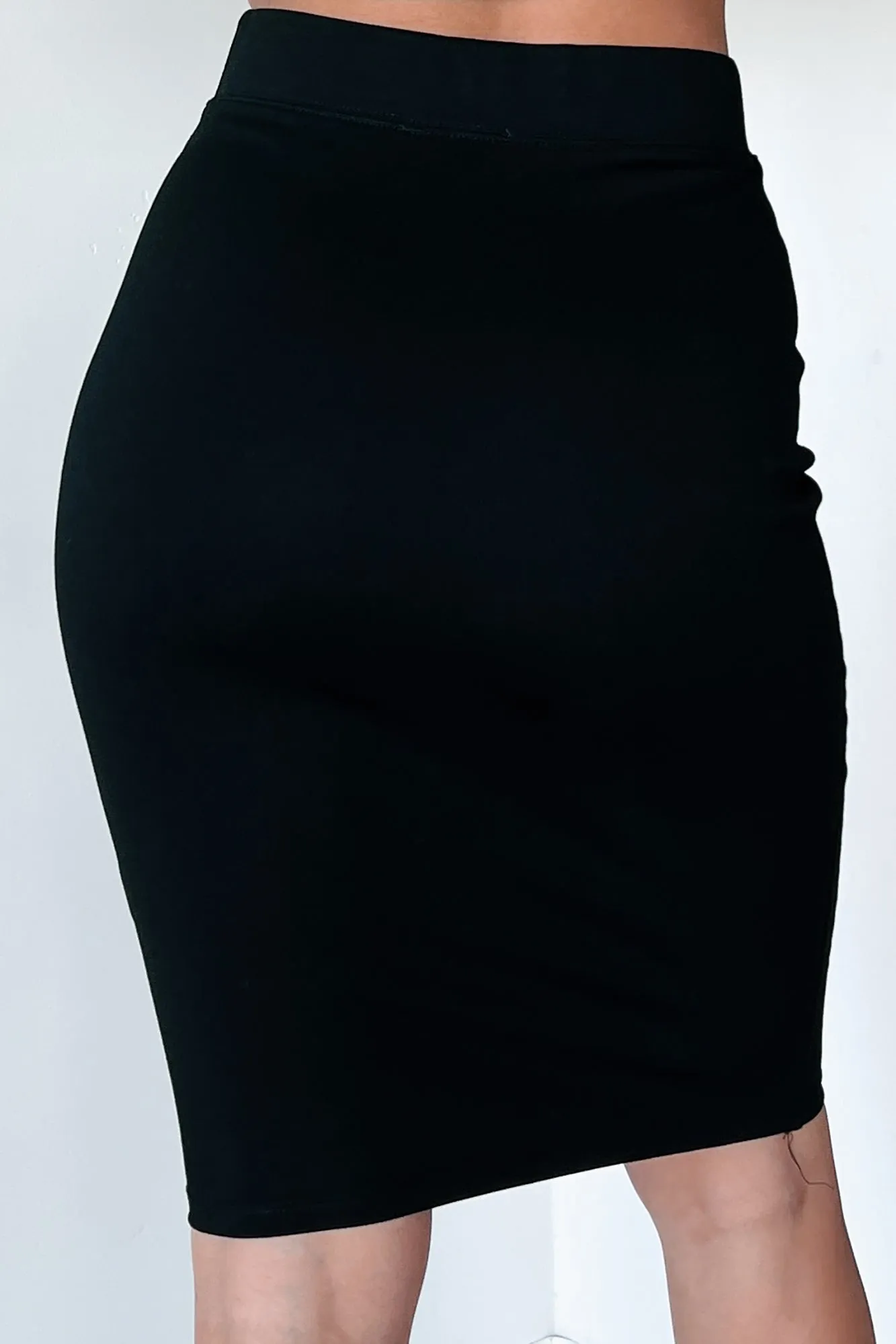 Ambitious Intentions Midi Pencil Skirt (Black)