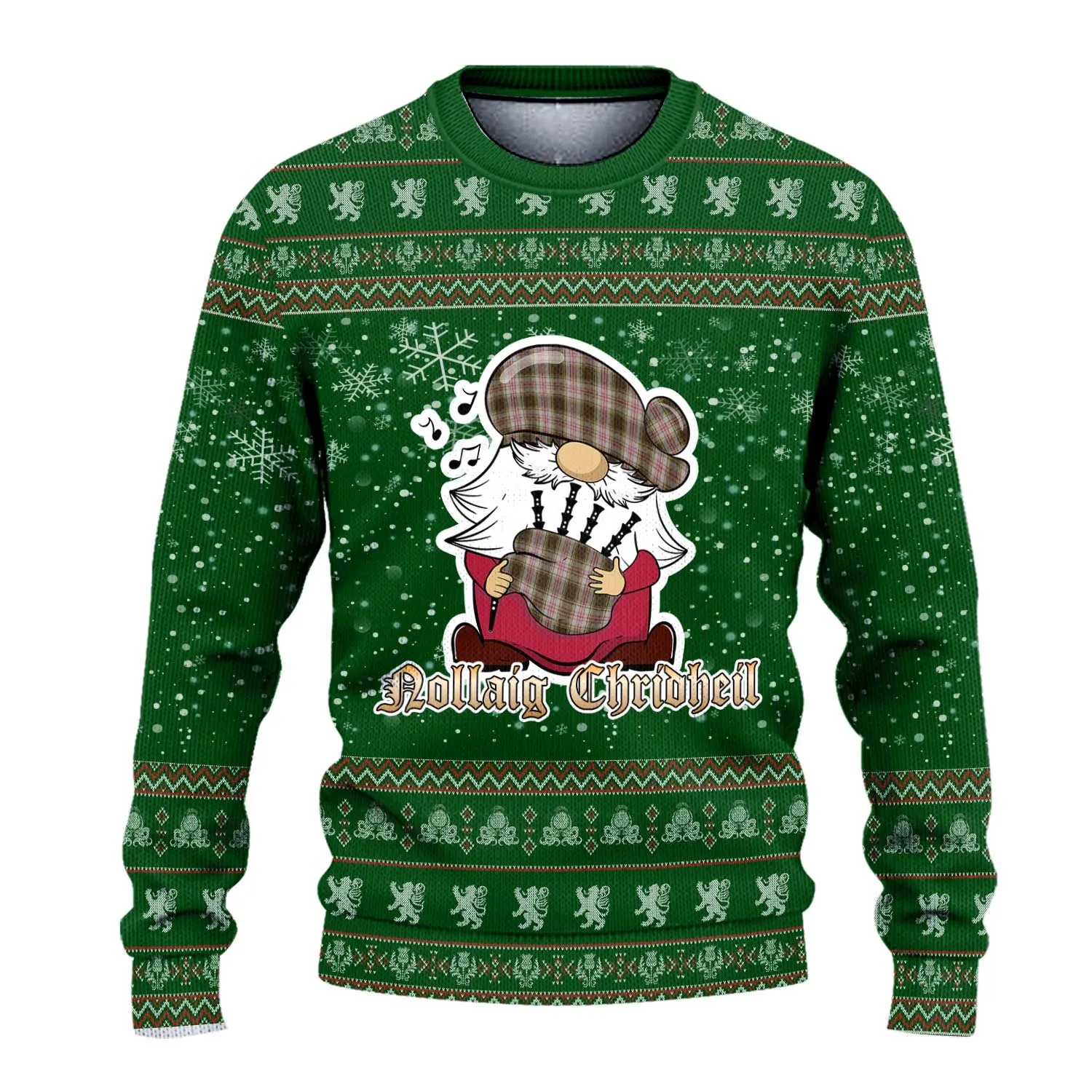 Anderson Dress Clan Christmas Family Ugly Sweater with Funny Gnome Playing Bagpipes