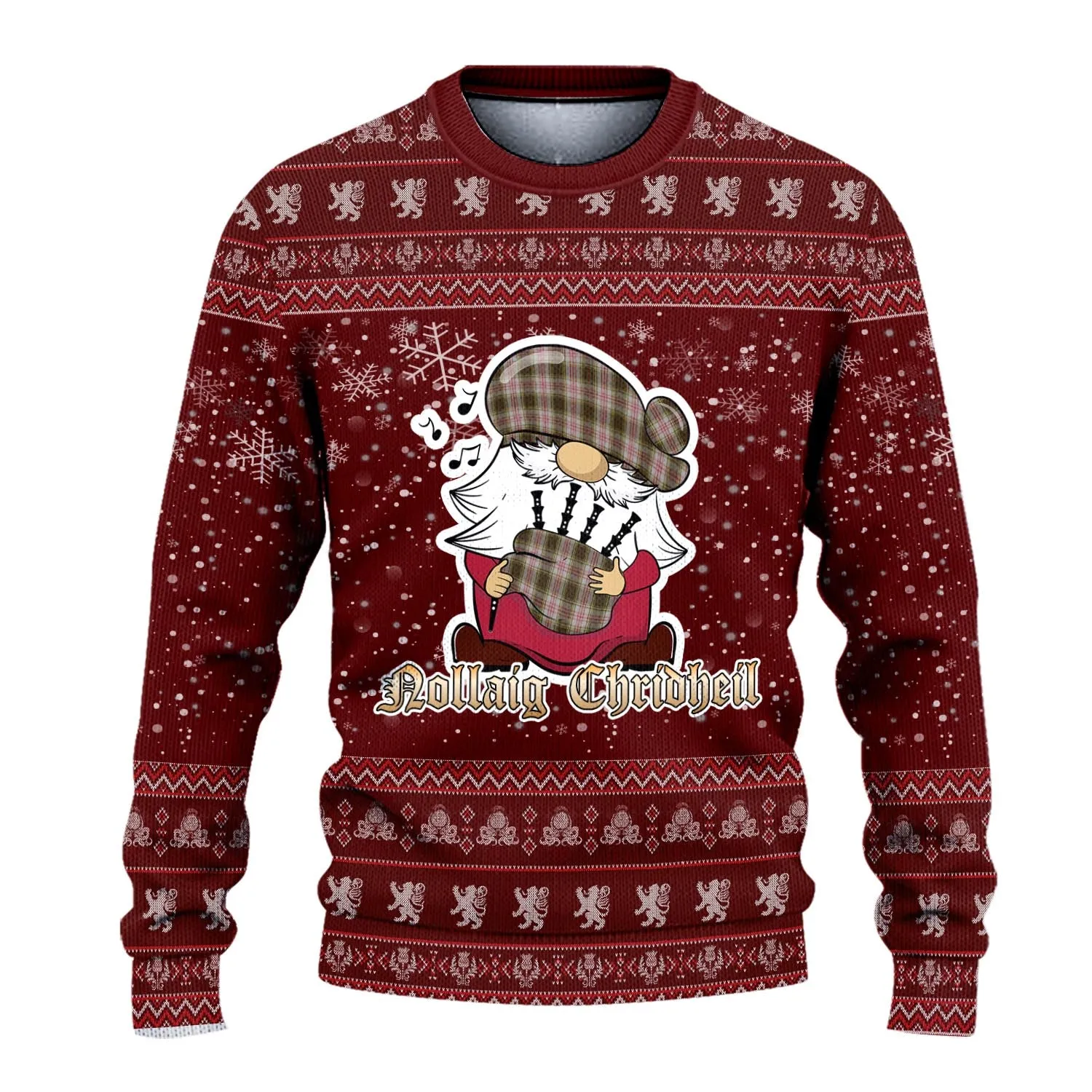 Anderson Dress Clan Christmas Family Ugly Sweater with Funny Gnome Playing Bagpipes