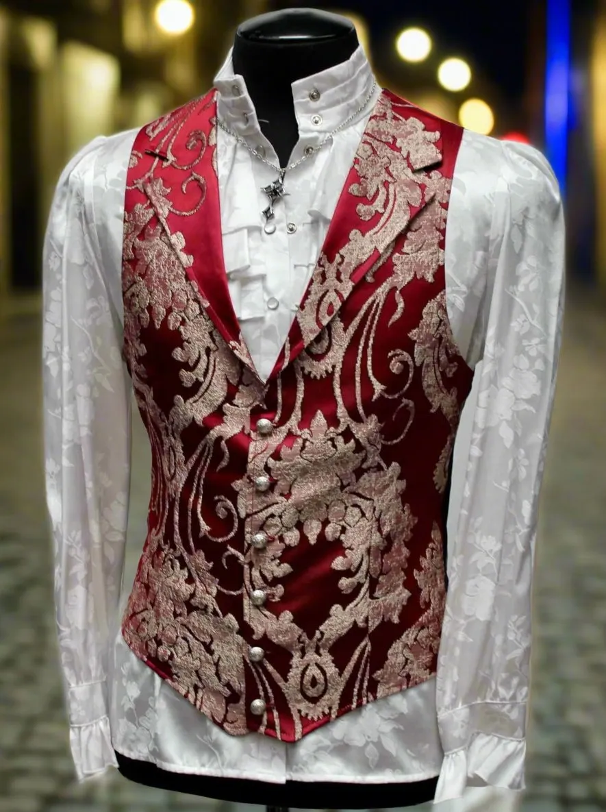 ARISTOCRAT VEST - RED SATIN BROCADE