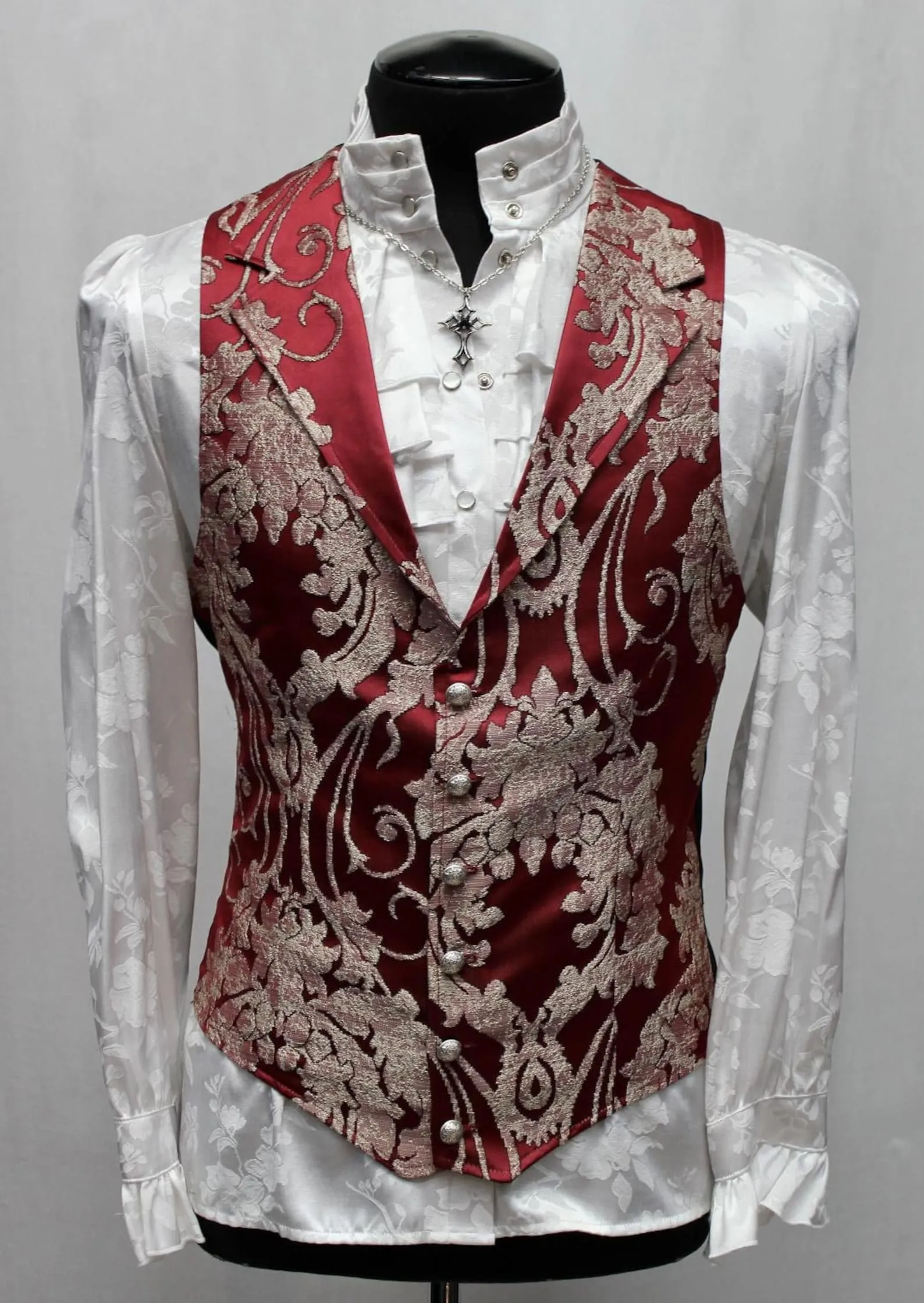 ARISTOCRAT VEST - RED SATIN BROCADE