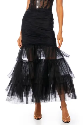 AT THE GALA FLOUNCED TULLE MAXI SKIRT