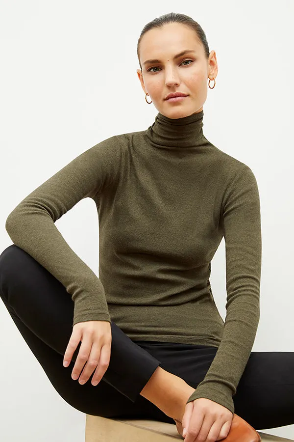 Axam Turtleneck - Ribbed Pima Cotton :: Army Melange