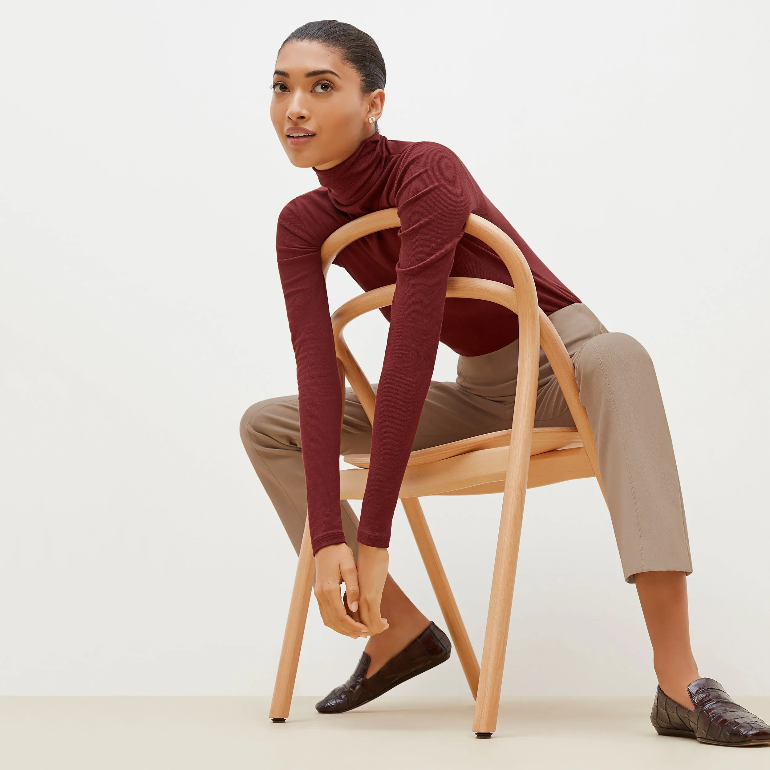 Axam Turtleneck - Ribbed Pima Cotton :: Cranberry