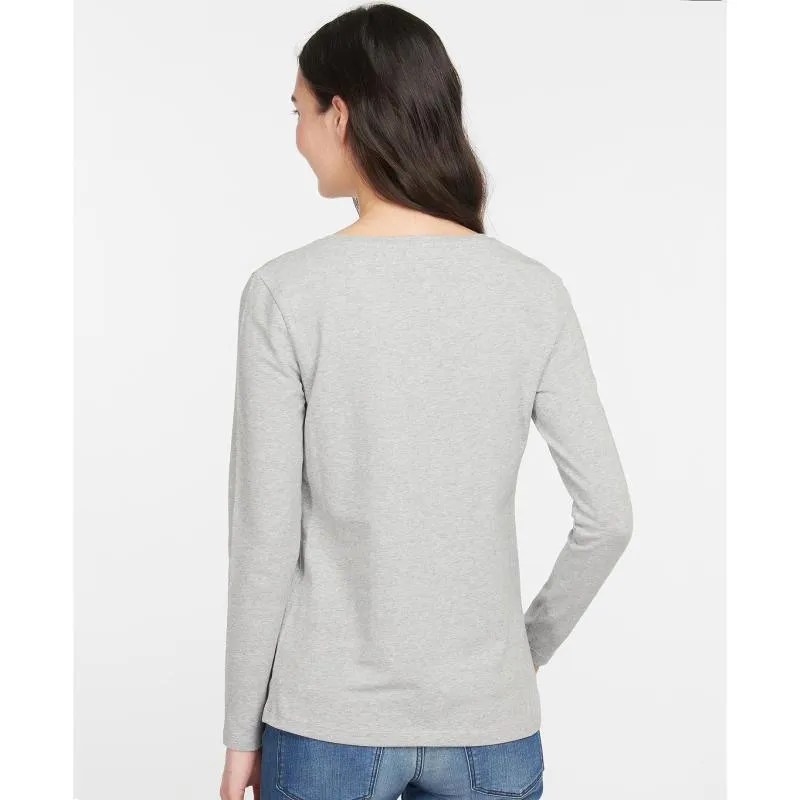 Barbour Homeswood Ladies Long Sleeve Tee - Light Grey Marl