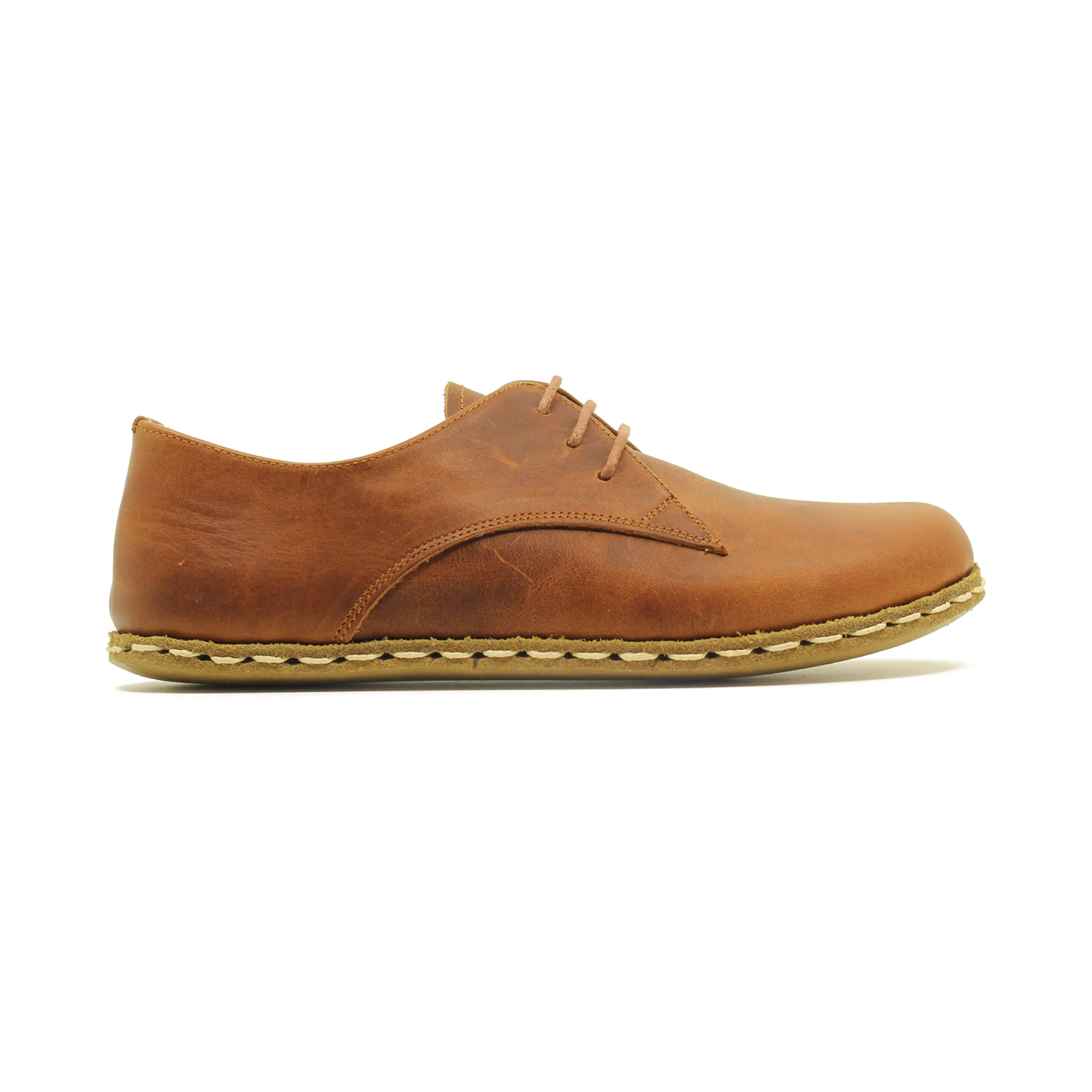 Barefoot Leather Mens Shoes Crazy New Brown Lace-up