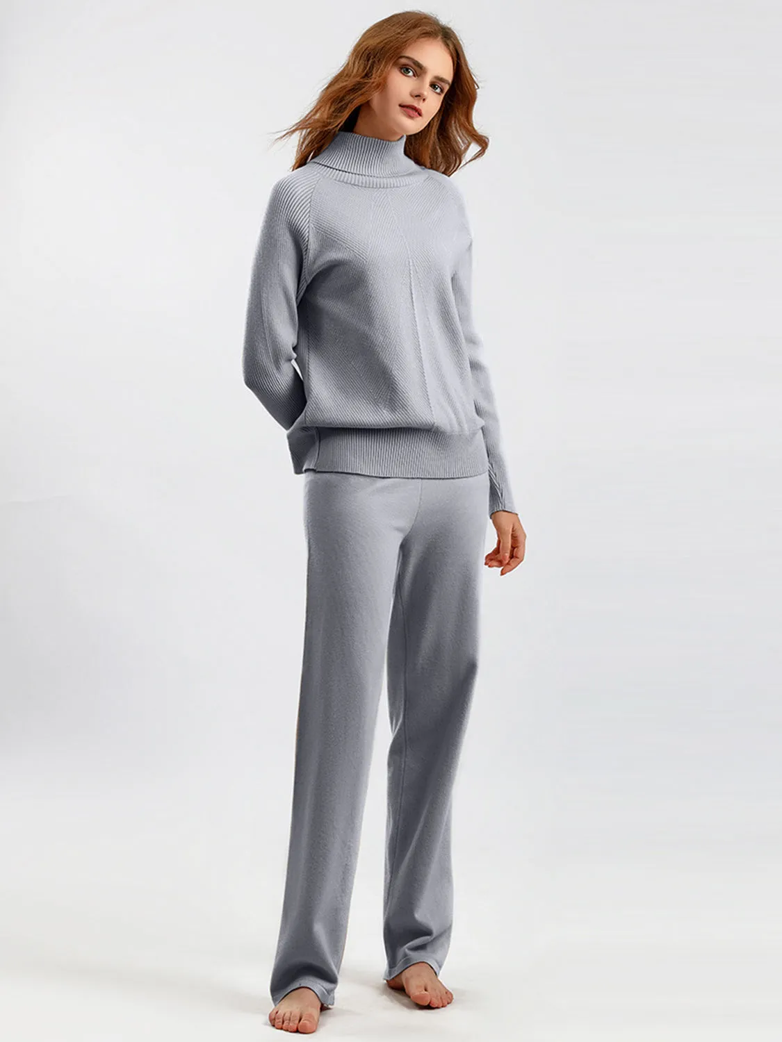 Basic Bae Turtleneck Raglan Sleeve Top and Pants Sweater Set