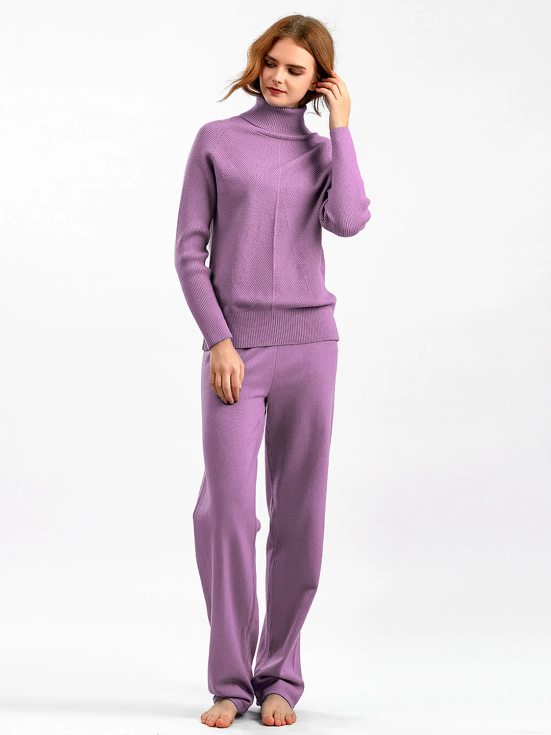 Basic Bae Turtleneck Raglan Sleeve Top and Pants Sweater Set