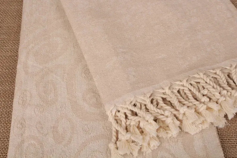 Beige Turtle Turkish Beach Towel