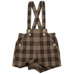 Belati  Charcoal Plaid Pleated Pocket Baby Overalls