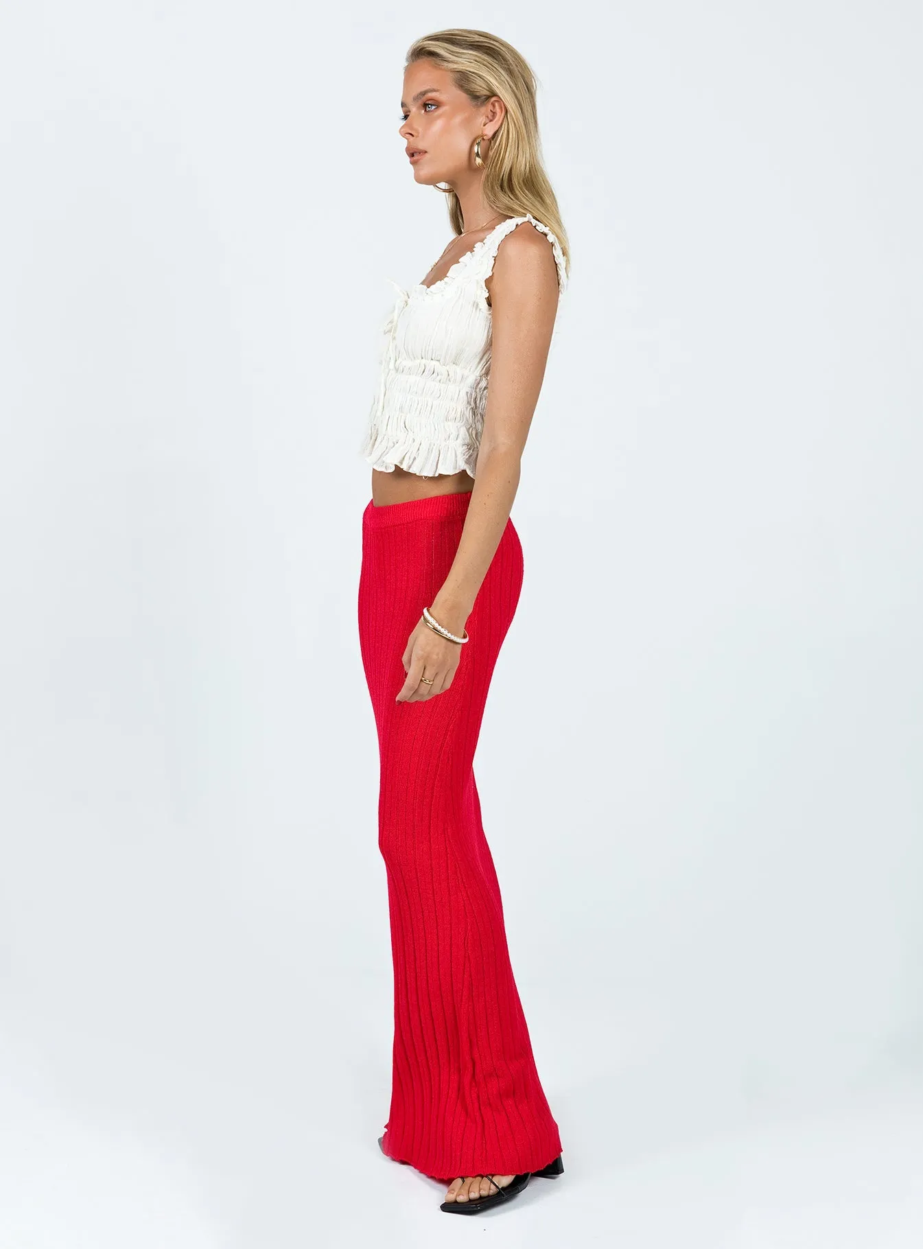 Belle Knit Maxi Skirt Red