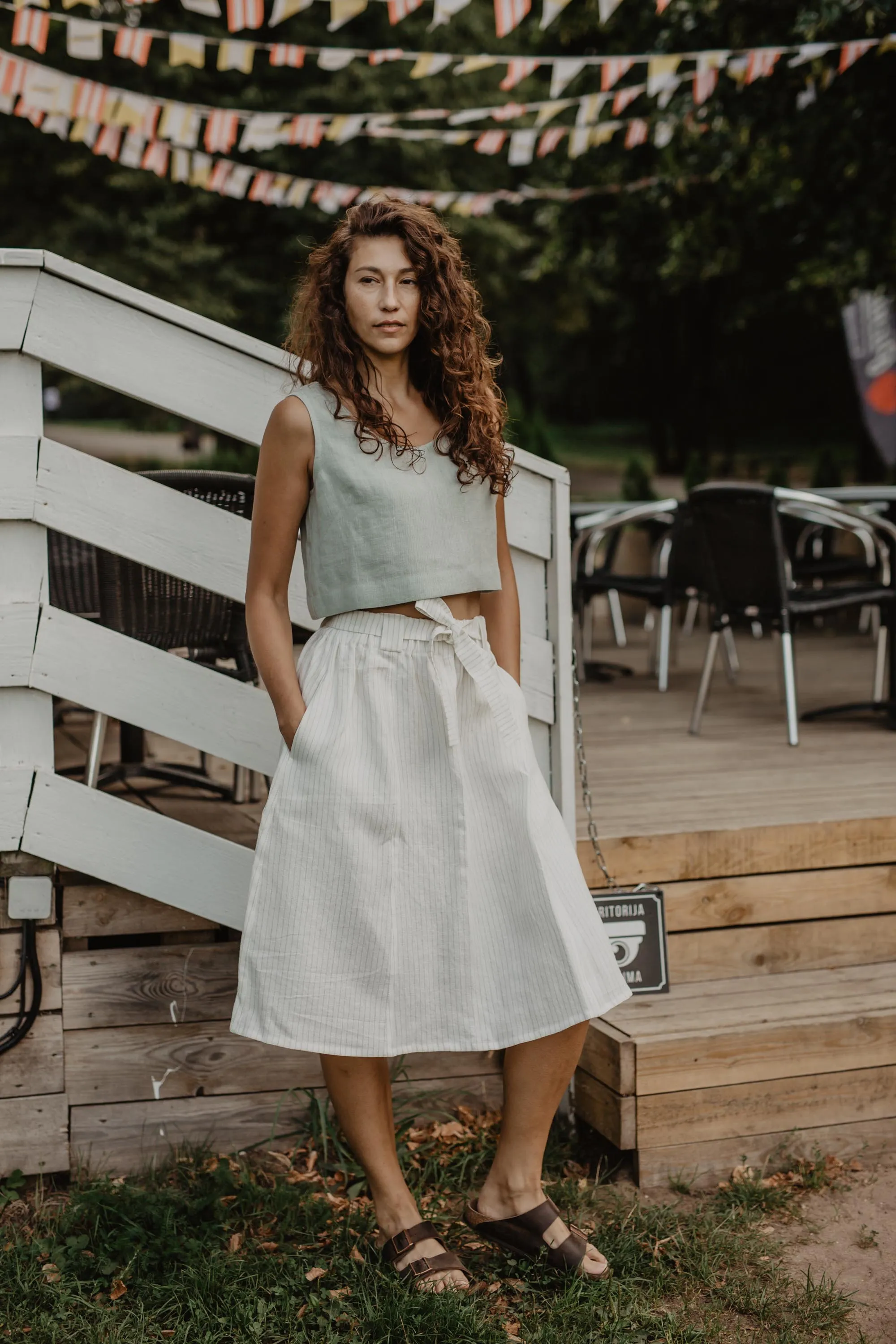 Bergen mid-length linen skirt by AmourLinen