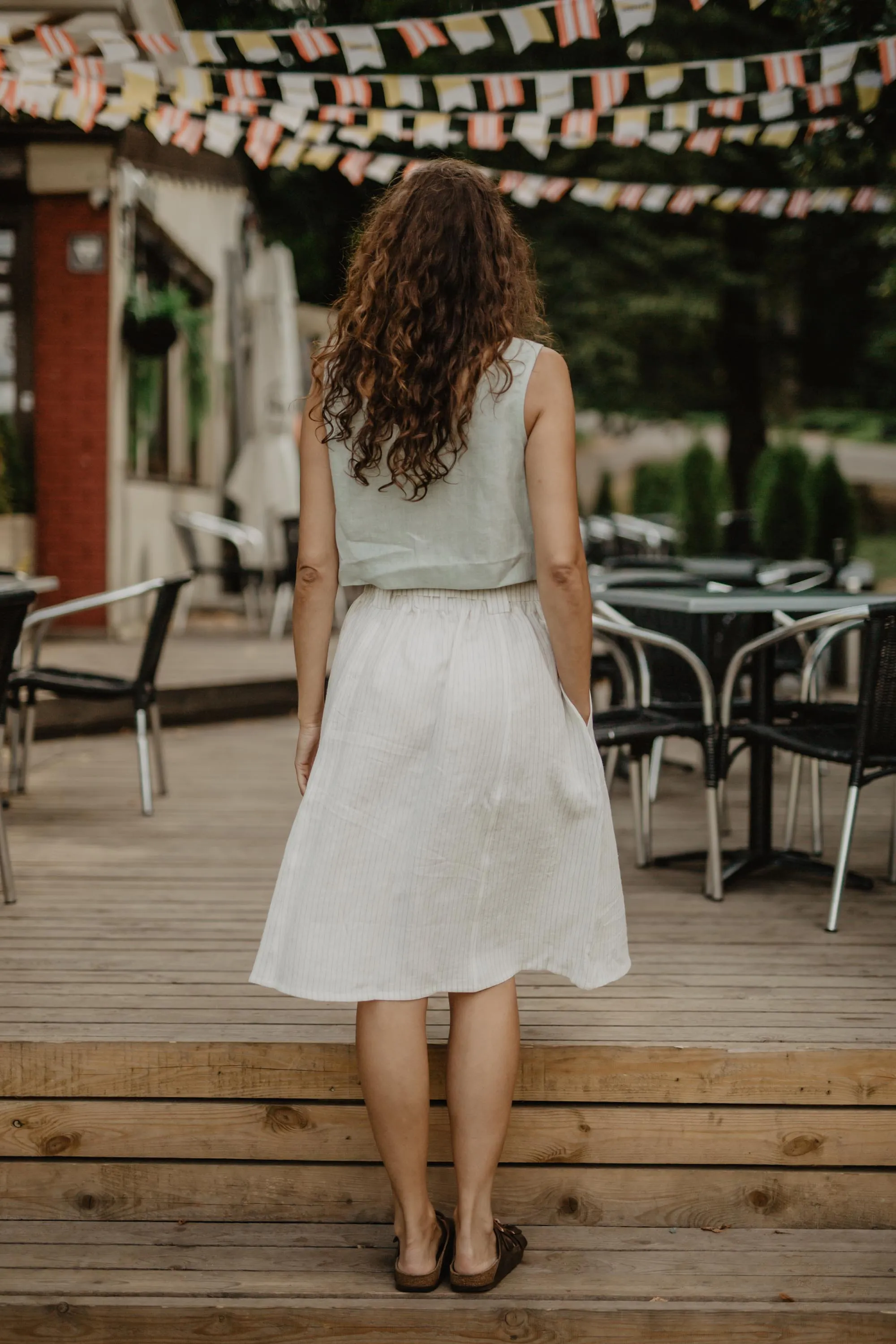 Bergen mid-length linen skirt by AmourLinen