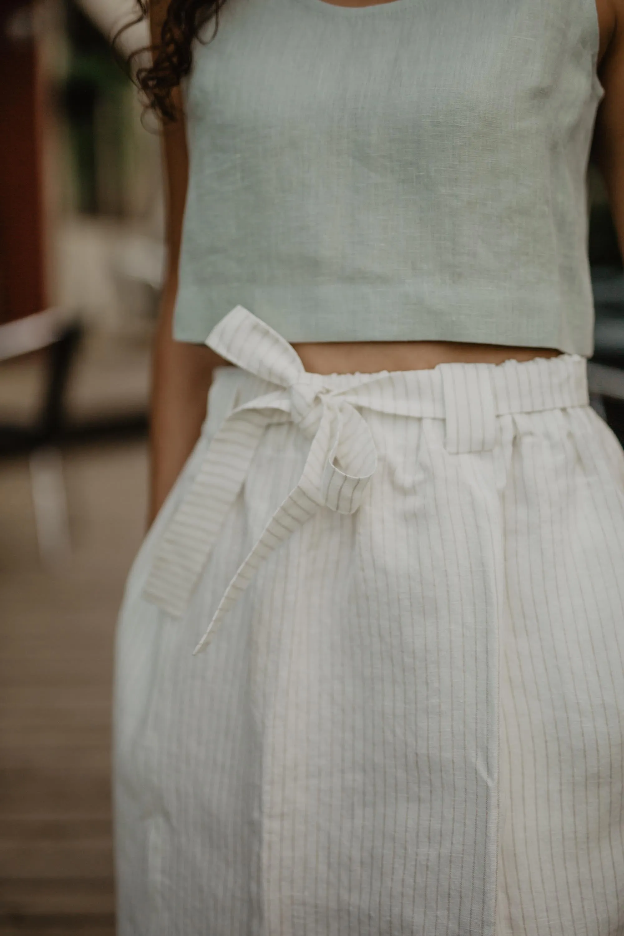 Bergen mid-length linen skirt by AmourLinen