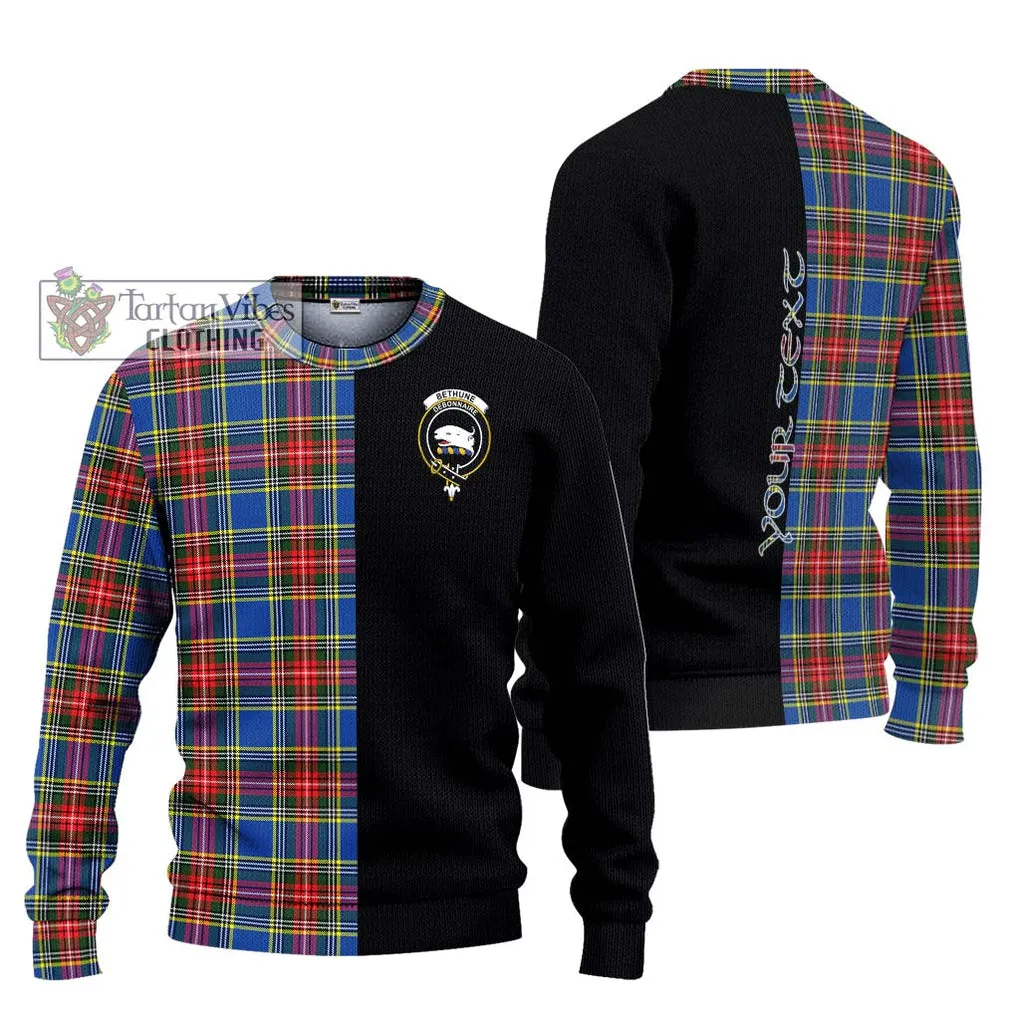 Bethune Tartan Ugly Sweater with Family Crest and Half Of Me Style