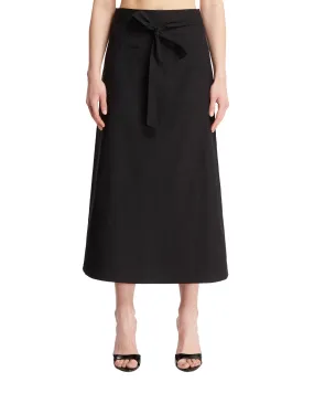 Black Cotton Midi Skirt