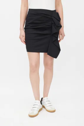 Black Pleated Ruffled Skirt