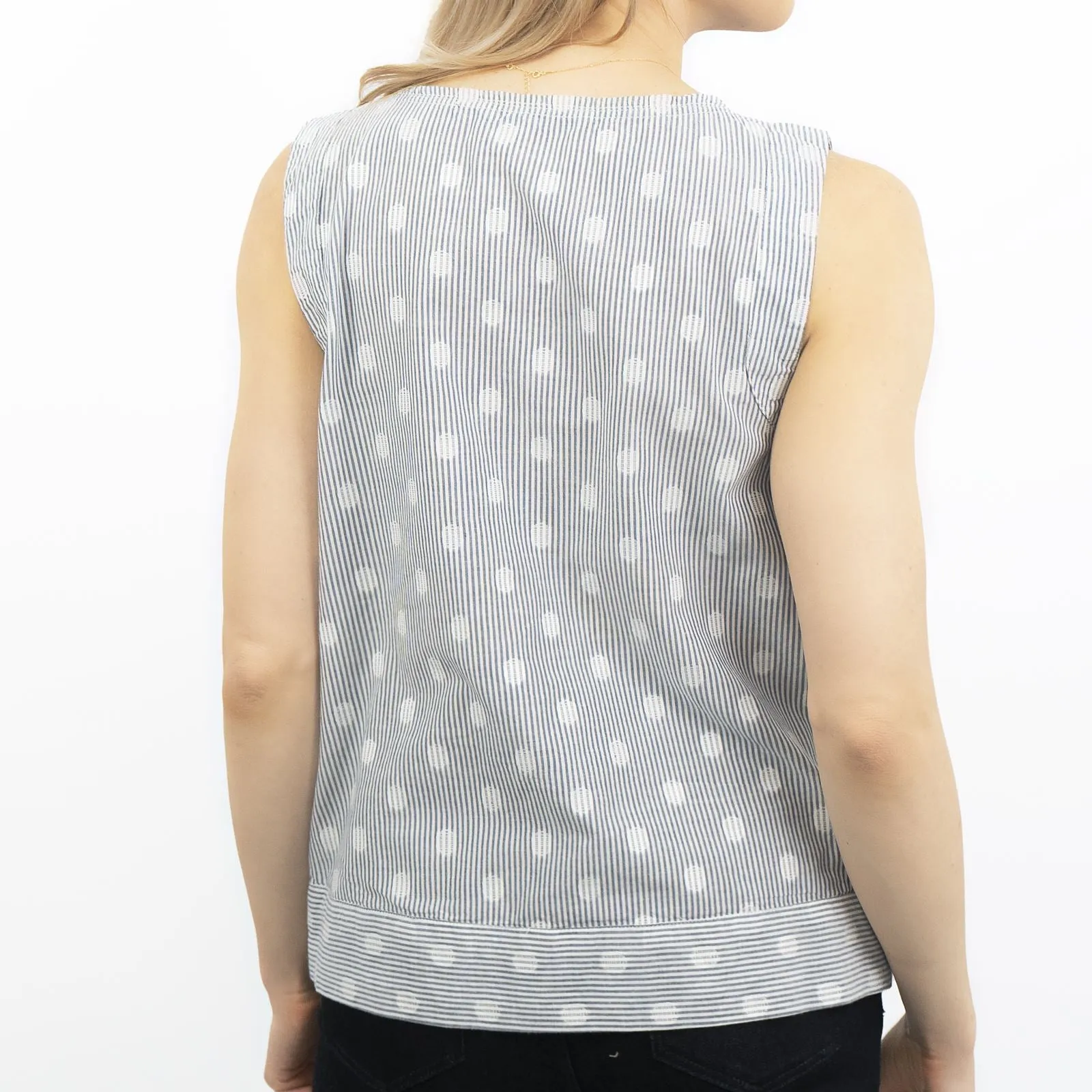 Blue Sleeveless V-Neck Spotty Women's Summer Vest Top