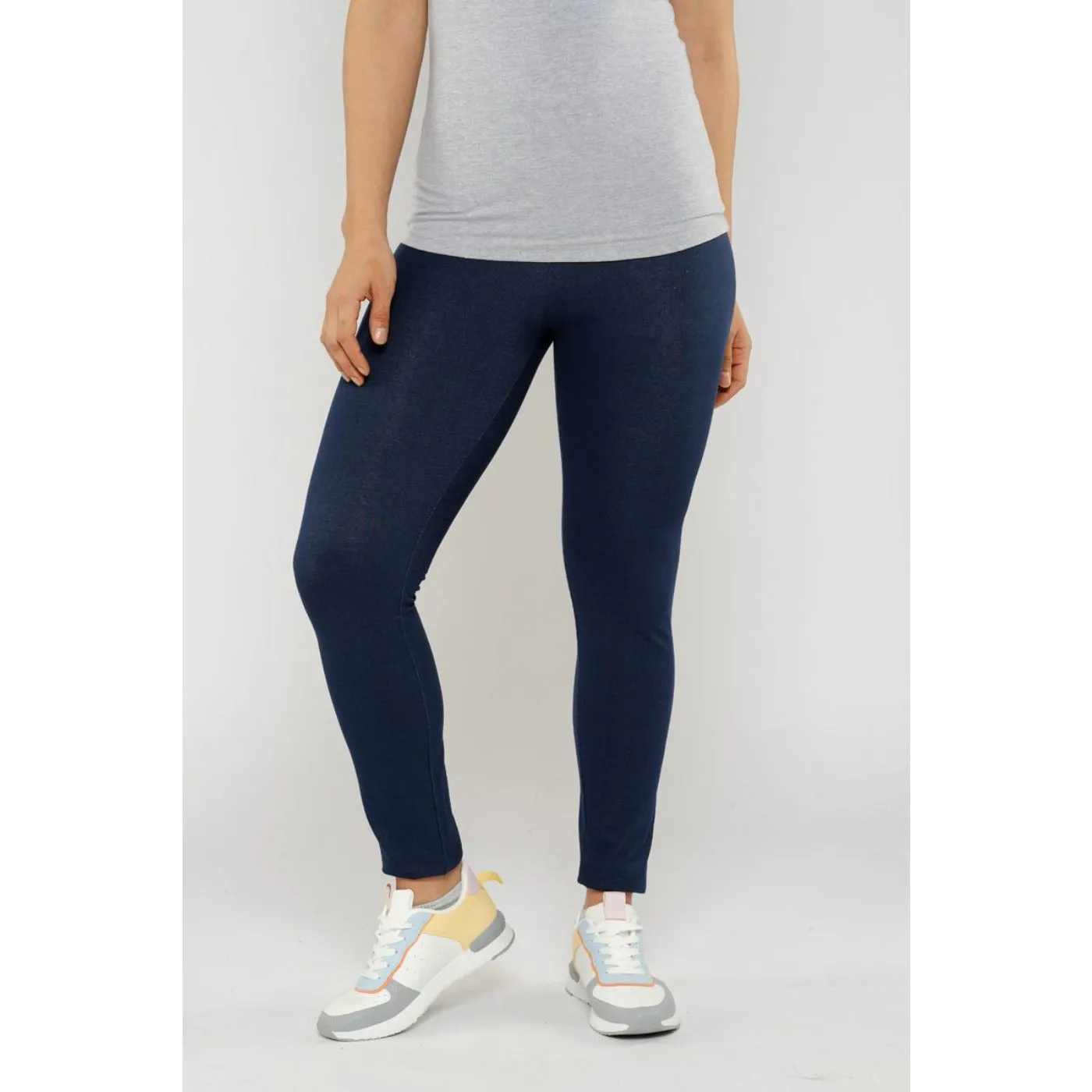 Blueage Navy Blue Plain Leggings