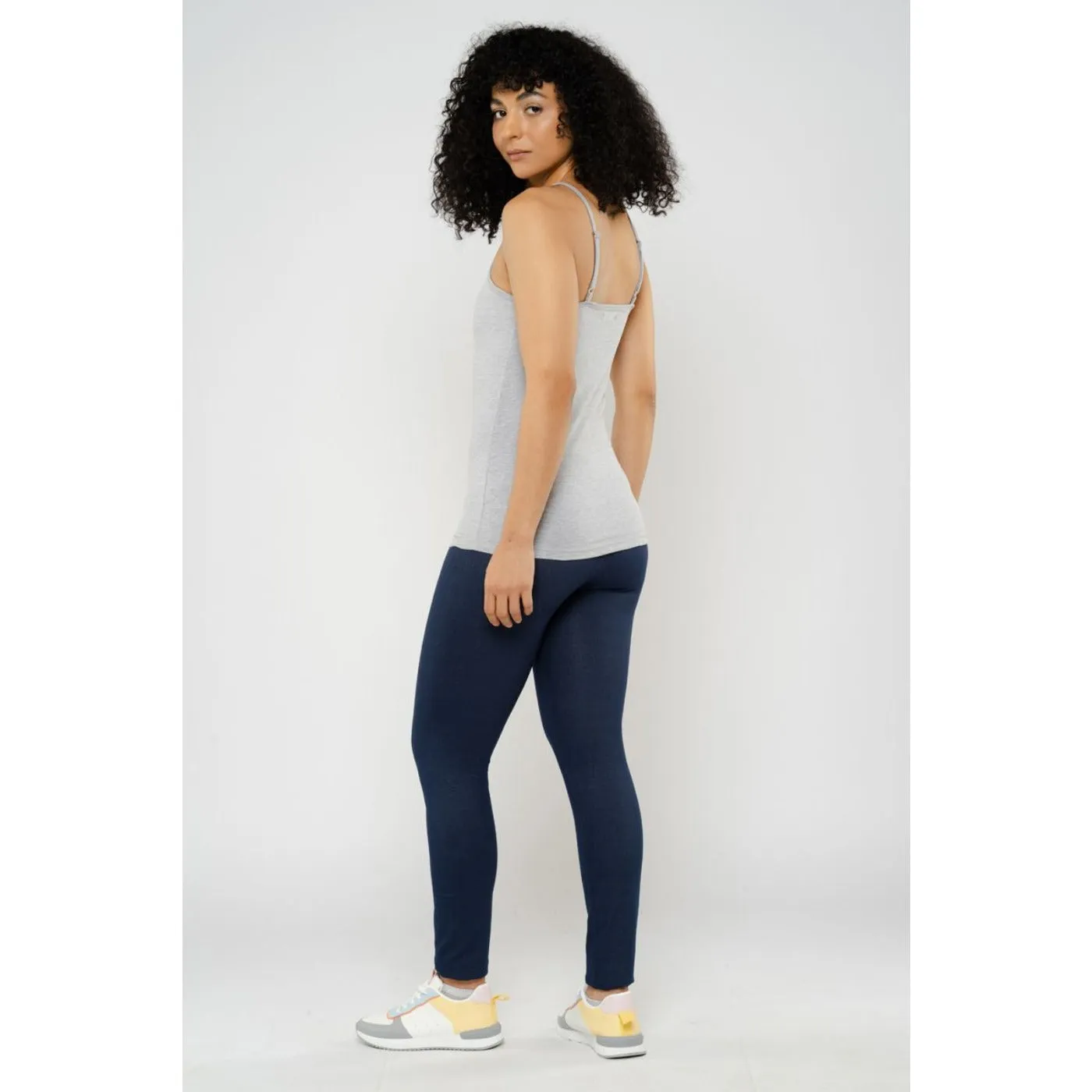 Blueage Navy Blue Plain Leggings