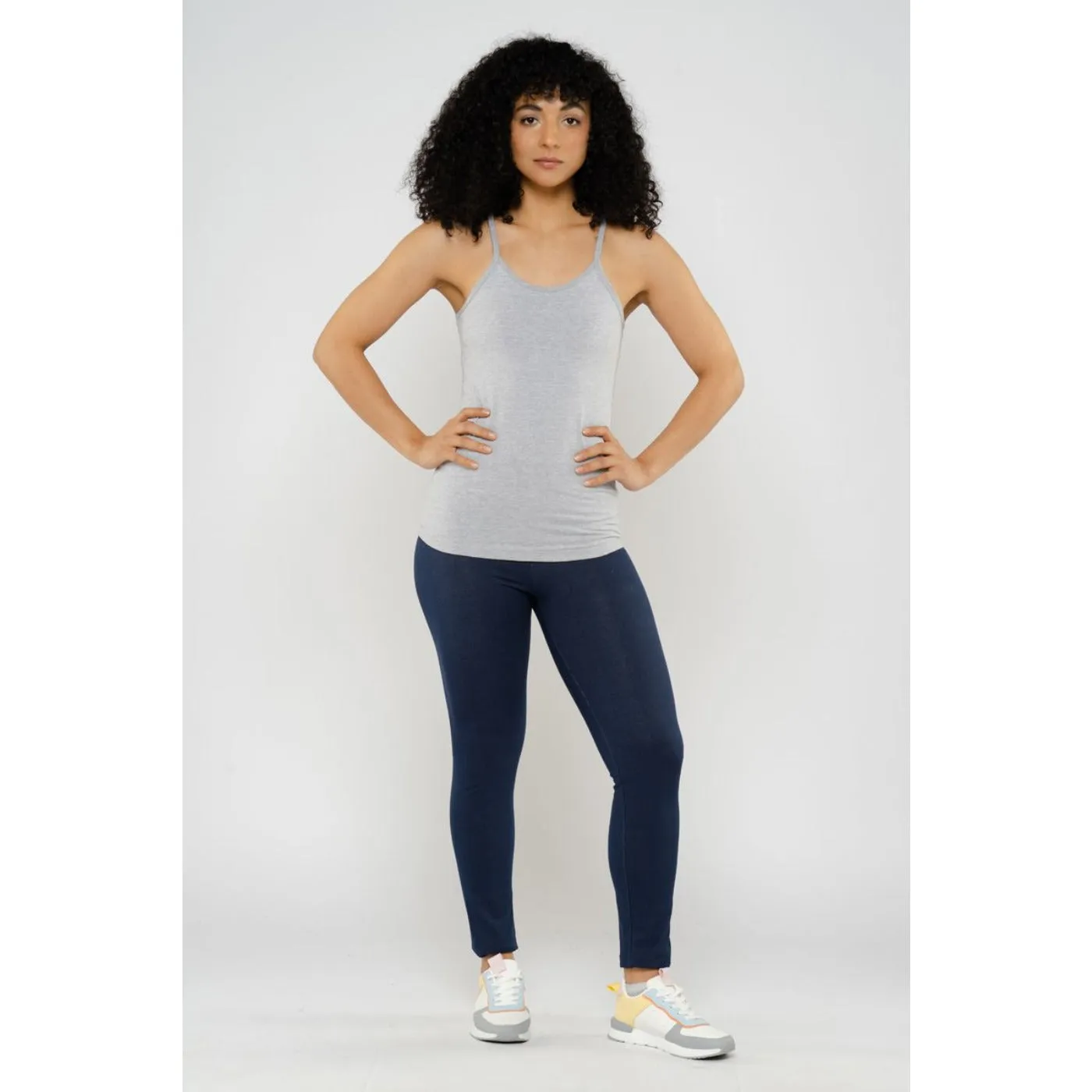 Blueage Navy Blue Plain Leggings