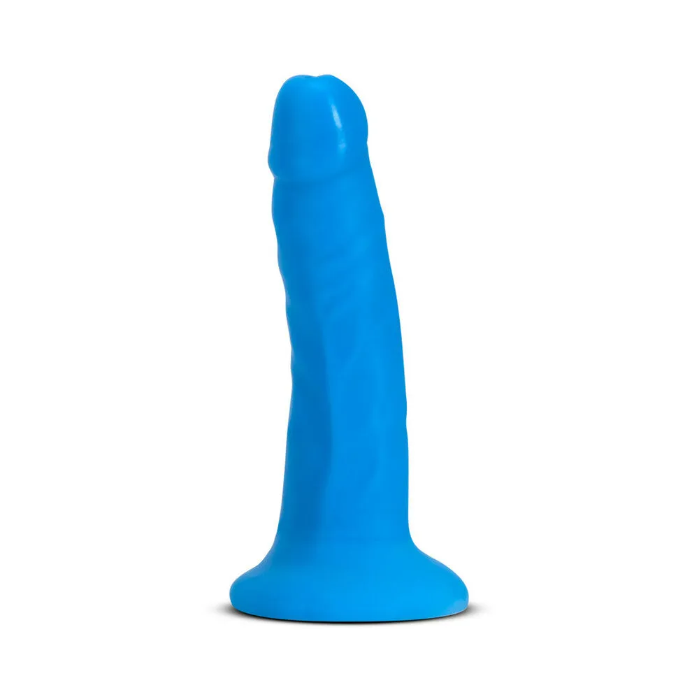 Blush Neo Elite 6 in. Silicone Dual Density Dildo with Suction Cup Neon Blue