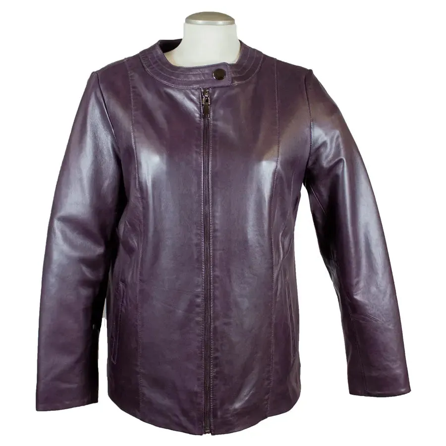 BOL Women's Plus Size Snap Collar Leather Jacket