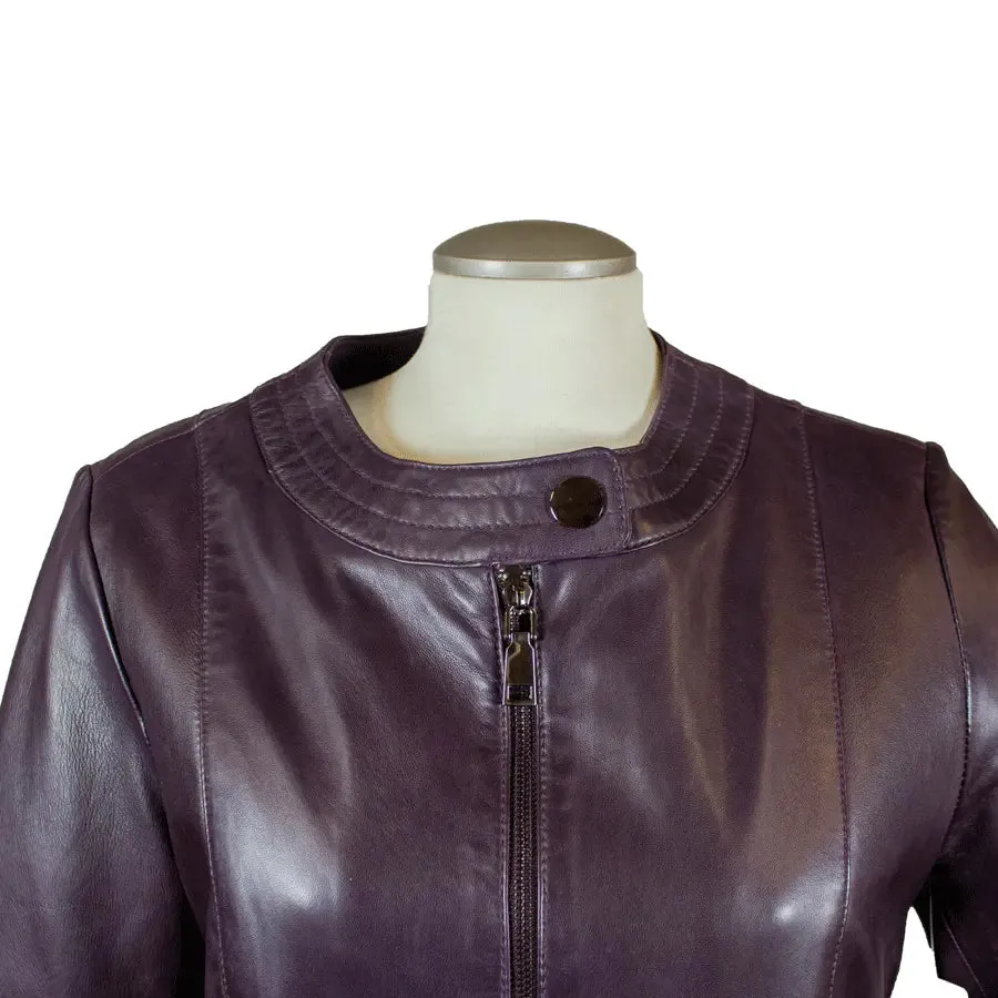 BOL Women's Plus Size Snap Collar Leather Jacket