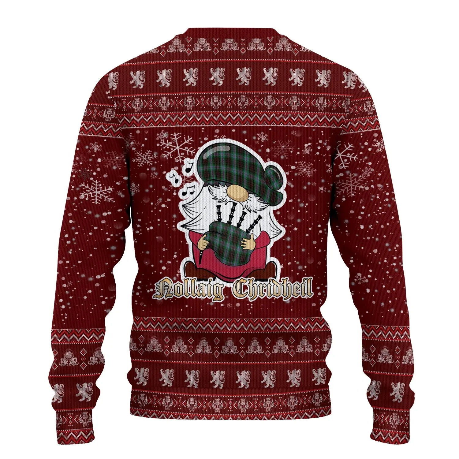 Brodie Hunting Clan Christmas Family Ugly Sweater with Funny Gnome Playing Bagpipes