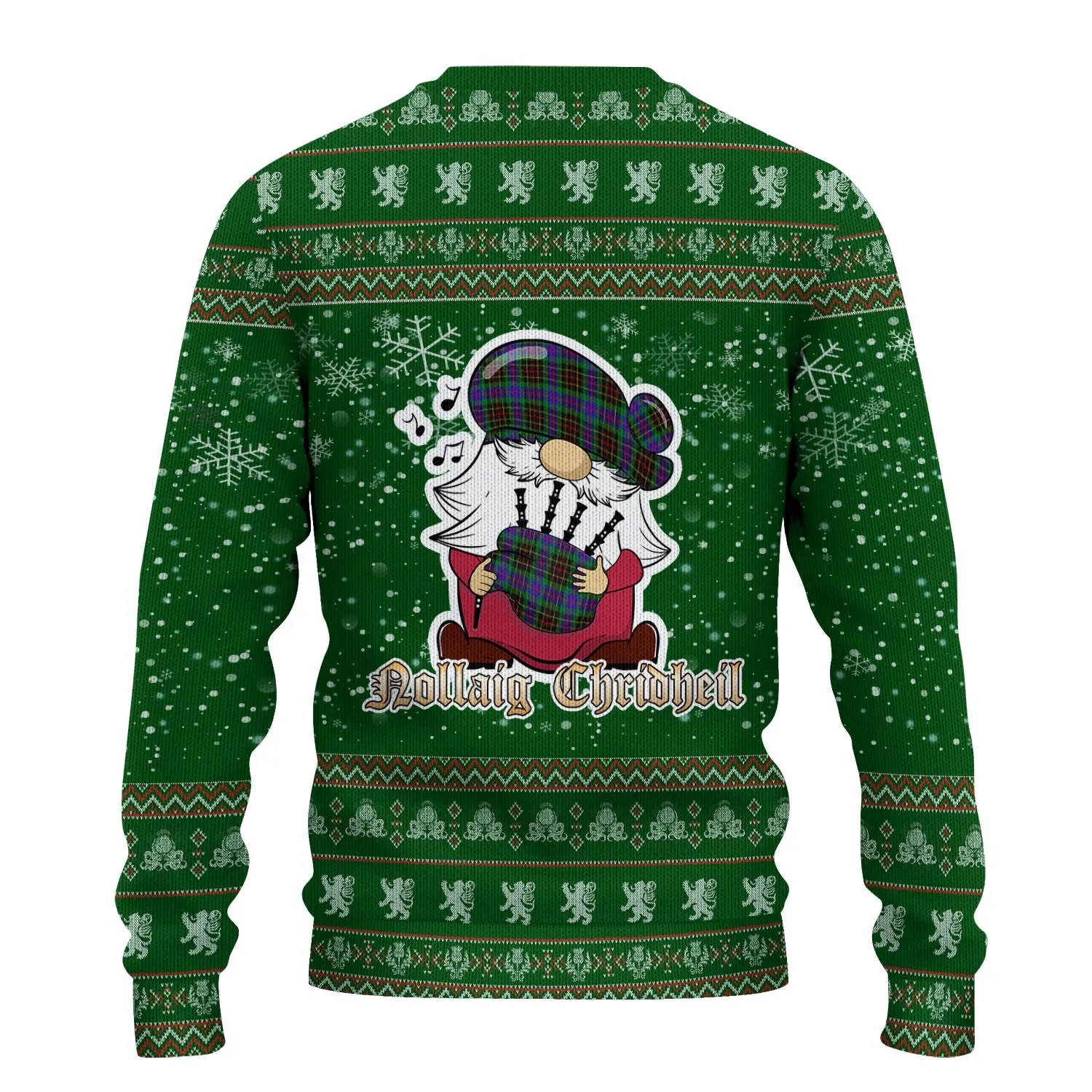 Brodie Hunting Modern Clan Christmas Family Ugly Sweater with Funny Gnome Playing Bagpipes